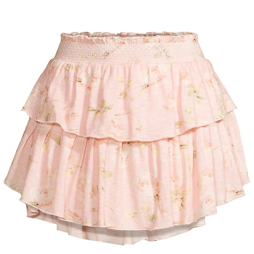 LoveShackFancy Ruffle Mini Skirt in Ballet Pink